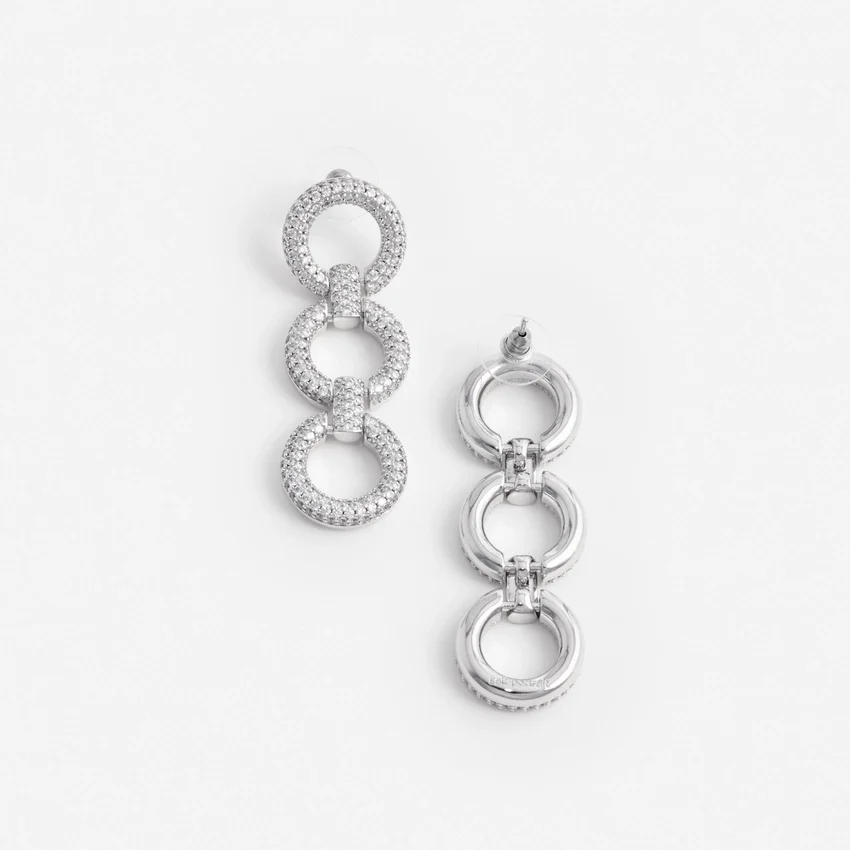 Crystal Link Three Tiered Earrings Crystal Link Three Tiered Earrings