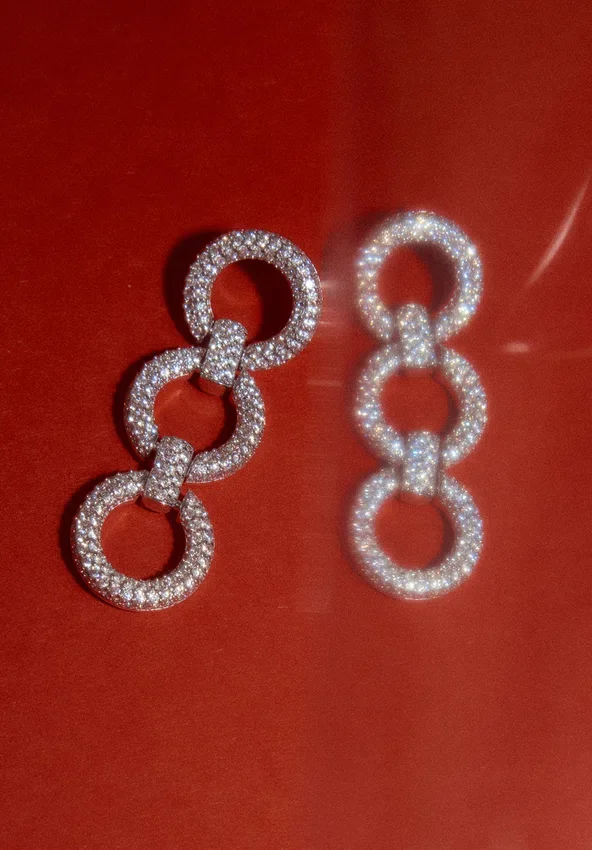 Crystal Link Three Tiered Earrings Crystal Link Three Tiered Earrings