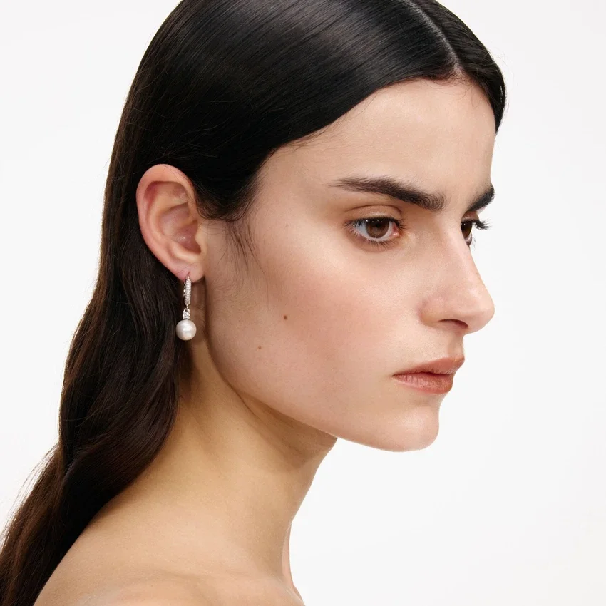 Crystal Pearl Drop Hoop Earrings Crystal Pearl Drop Hoop Earrings