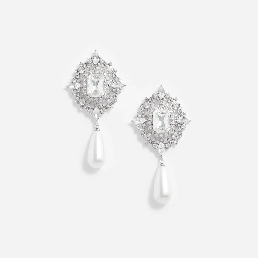 Crystal Pearl Droplet Earrings Crystal Pearl Droplet Earrings