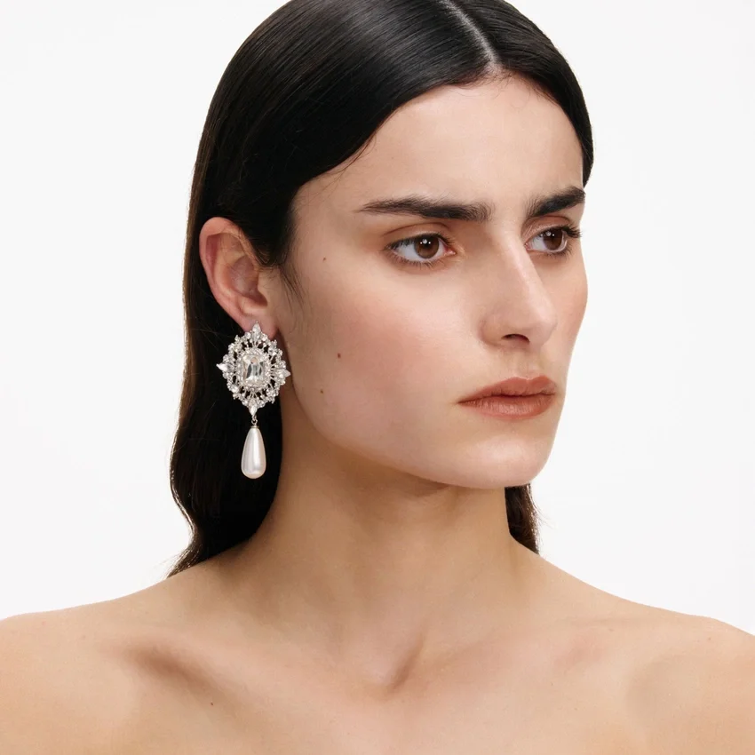 Crystal Pearl Droplet Earrings Crystal Pearl Droplet Earrings