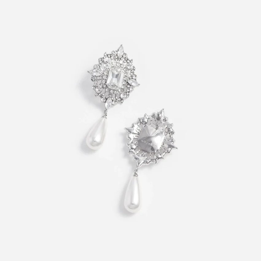 Crystal Pearl Droplet Earrings Crystal Pearl Droplet Earrings