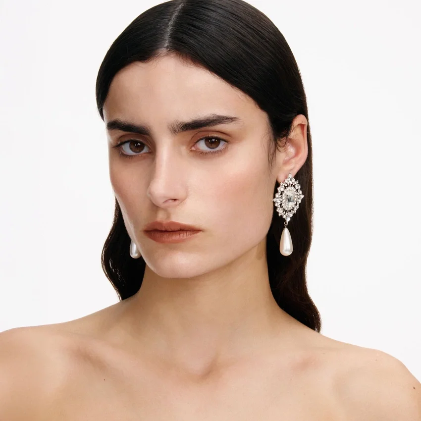 Crystal Pearl Droplet Earrings Crystal Pearl Droplet Earrings