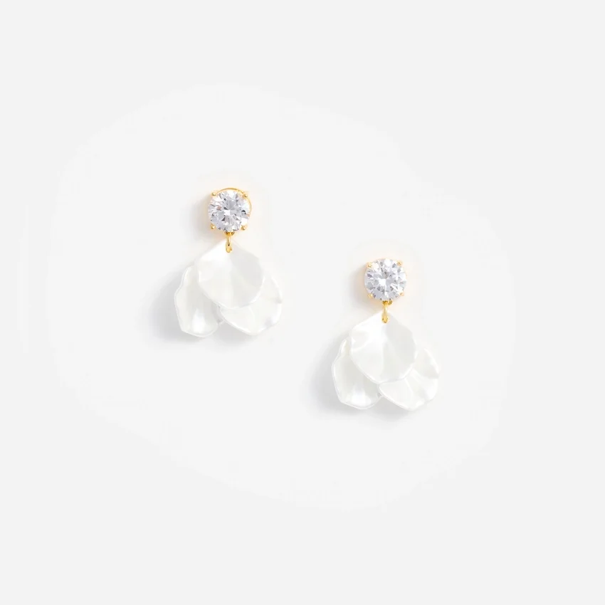 Crystal Pearl Petal Earrings Crystal Pearl Petal Earrings