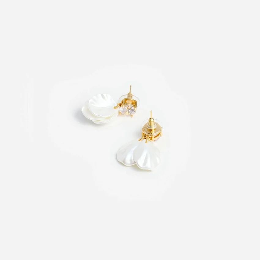 Crystal Pearl Petal Earrings Crystal Pearl Petal Earrings
