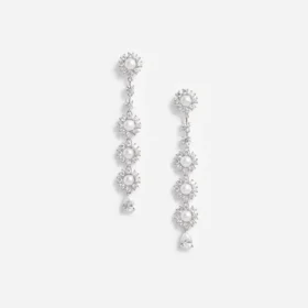 Crystal Pearl Tiered Drop Earrings Crystal Pearl Tiered Drop Earrings