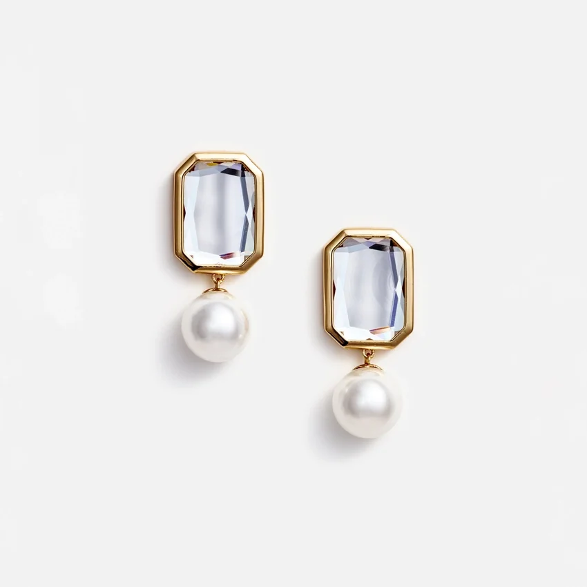 Crystal Pearl Tiered Earrings Crystal Pearl Tiered Earrings