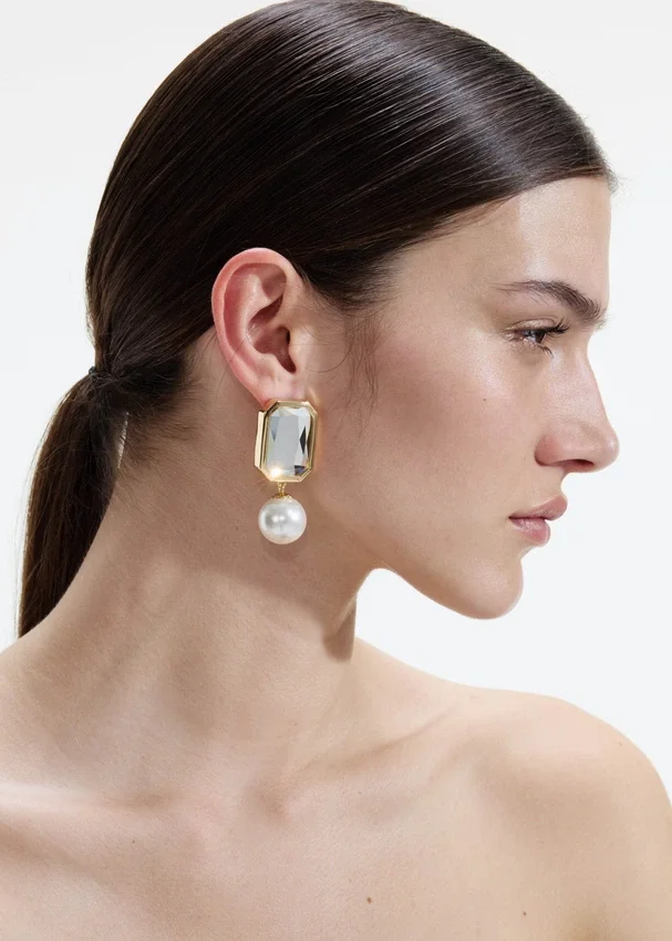 Crystal Pearl Tiered Earrings Crystal Pearl Tiered Earrings
