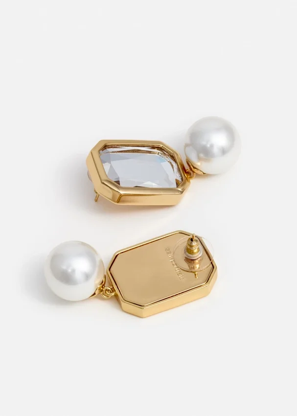 Crystal Pearl Tiered Earrings Crystal Pearl Tiered Earrings