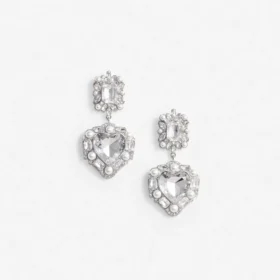 Crystal Pearl Tiered Heart Earrings