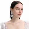 Crystal Pearl Tiered Heart Earrings Crystal Pearl Tiered Heart Earrings