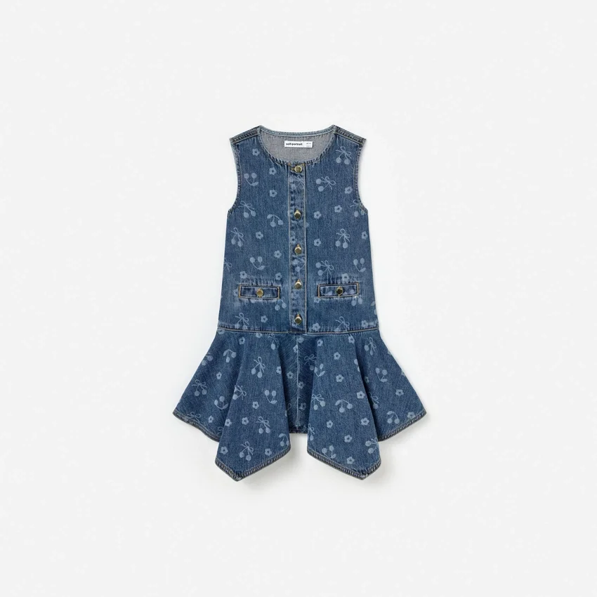 Denim Bow Printed Dress Denim Bow Printed Dress