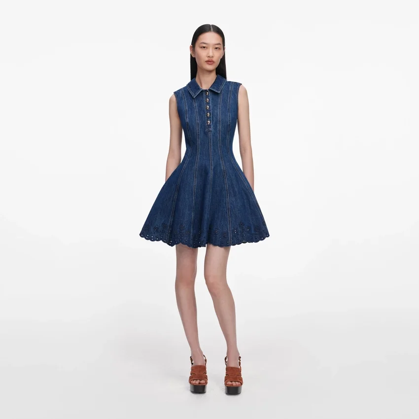 Denim Broderie Mini Dress Denim Broderie Mini Dress