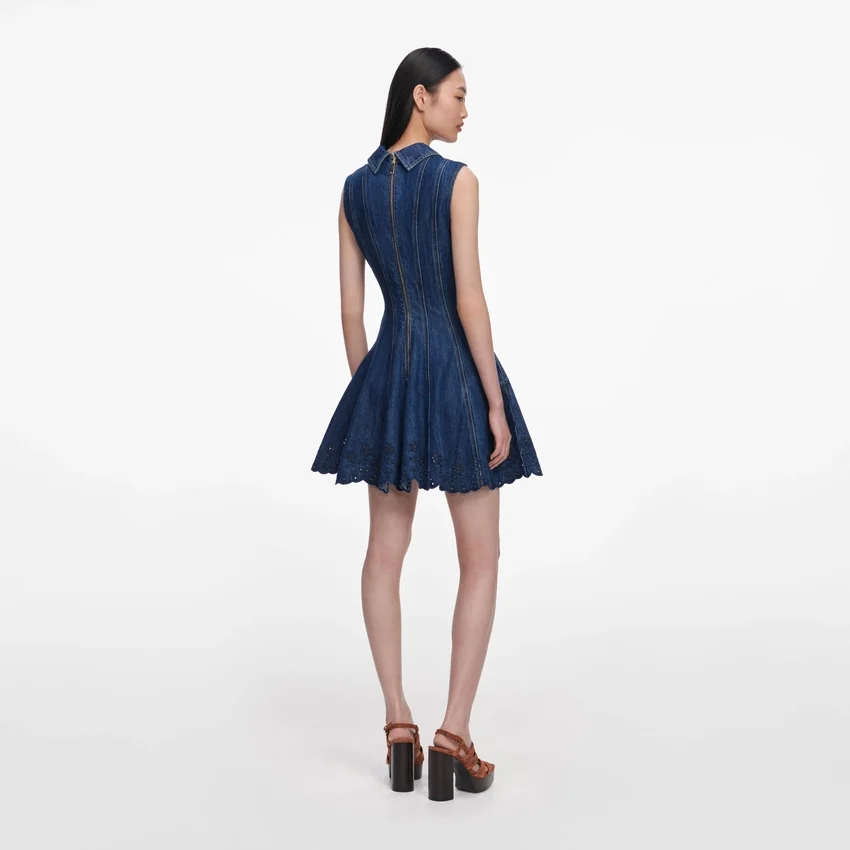 Denim Broderie Mini Dress Denim Broderie Mini Dress