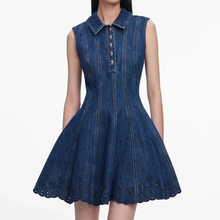 Denim Broderie Mini Dress Denim Broderie Mini Dress