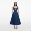 Denim Flared Belted Midi Dress Denim Flared Belted Midi Dress