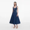 Denim Flared Belted Midi Dress Denim Flared Belted Midi Dress