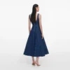 Denim Flared Belted Midi Dress Denim Flared Belted Midi Dress