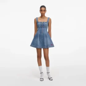 Denim Flared Logo Mini Dress