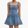 Denim Flared Logo Mini Dress Denim Flared Logo Mini Dress