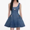 Denim Flared Mini Dress Denim Flared Mini Dress