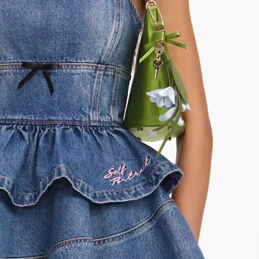 Denim Flared Peplum Mini Dress Denim Flared Peplum Mini Dress
