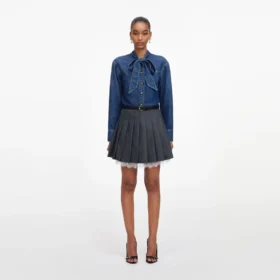 Denim Tie Neck Shirt
