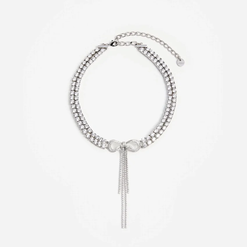 Double Crystal Bow Choker Double Crystal Bow Choker