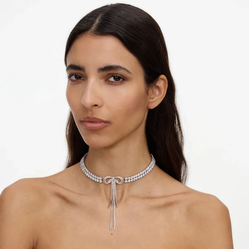 Double Crystal Bow Choker Double Crystal Bow Choker