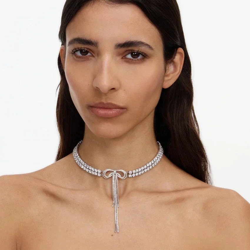 Double Crystal Bow Choker Double Crystal Bow Choker