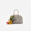 Embossed Leather Grey Mini Bag