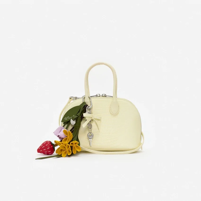 Embossed Leather Yellow Mini Bag Embossed Leather Yellow Mini Bag