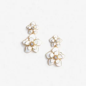 Enamel Flower Tiered Earrings