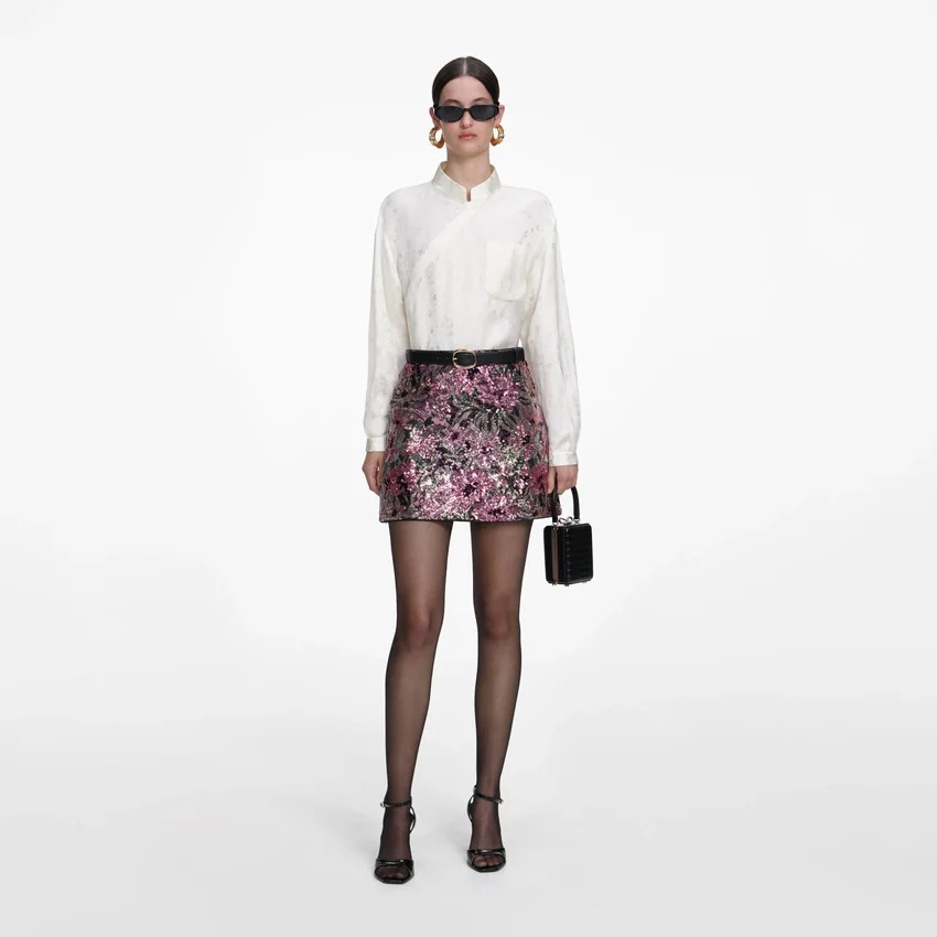Floral Sequin Mini Skirt Floral Sequin Mini Skirt