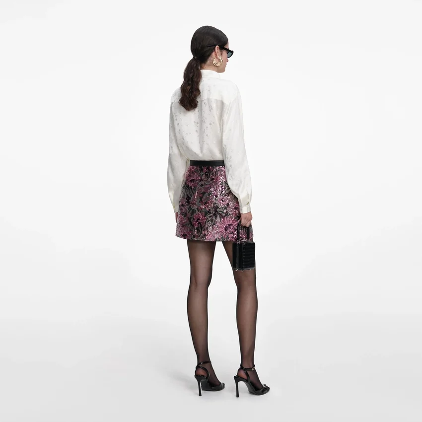 Floral Sequin Mini Skirt Floral Sequin Mini Skirt