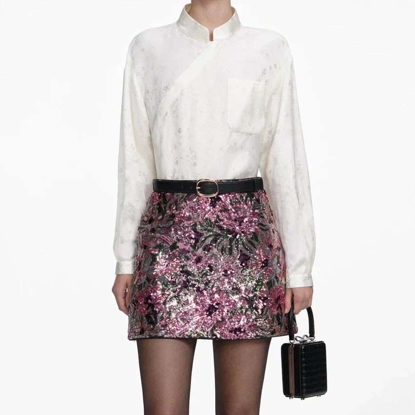 Floral Sequin Mini Skirt Floral Sequin Mini Skirt