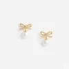 Gold Bow Pearl Earrings Gold Bow Pearl Earrings