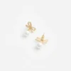 Gold Bow Pearl Earrings Gold Bow Pearl Earrings