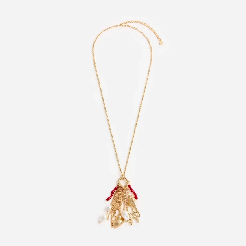 Gold Coral Charm Cluster Necklace Gold Coral Charm Cluster Necklace