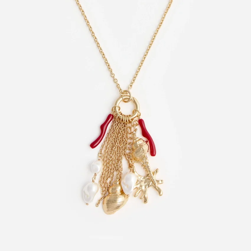 Gold Coral Charm Cluster Necklace Gold Coral Charm Cluster Necklace
