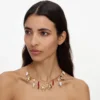Gold Coral Pearl Charm Necklace Gold Coral Pearl Charm Necklace