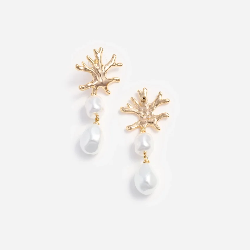 Gold Coral Pearl Earrings Gold Coral Pearl Earrings