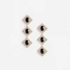Gold Crystal Black Tiered Earrings
