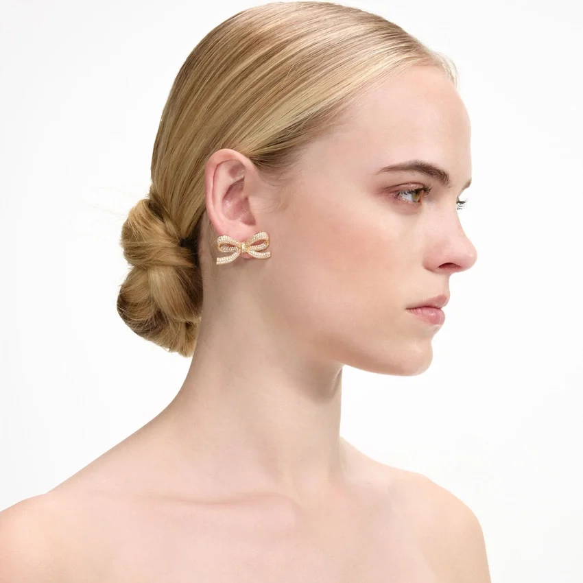 Gold Crystal Bow Earrings Gold Crystal Bow Earrings