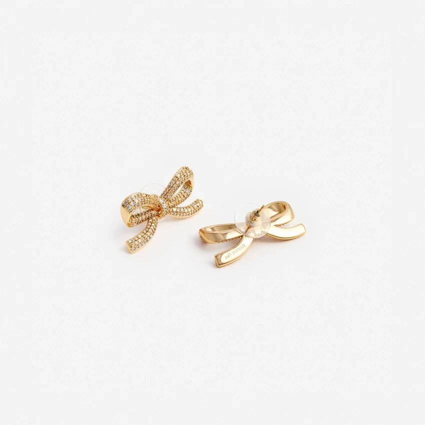 Gold Crystal Bow Earrings Gold Crystal Bow Earrings