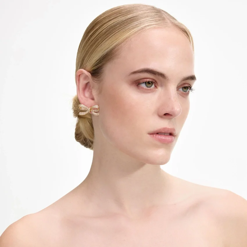 Gold Crystal Bow Earrings Gold Crystal Bow Earrings