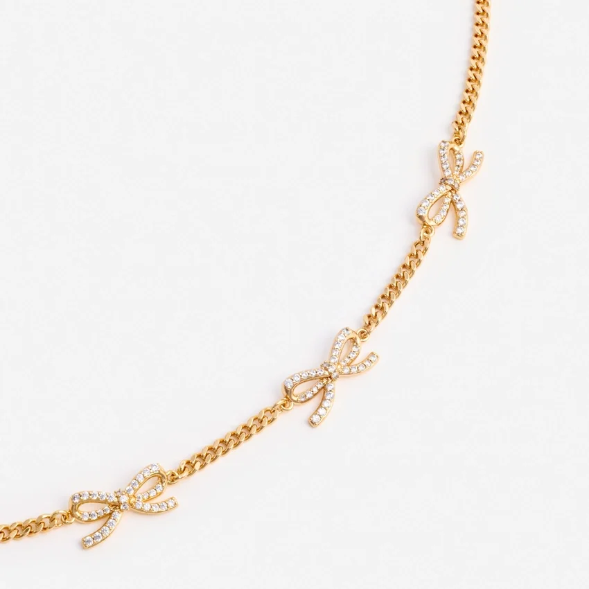Gold Crystal Bow Necklace Gold Crystal Bow Necklace