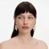 Gold Crystal Cluster Pearl Drop Earrings Gold Crystal Cluster Pearl Drop Earrings