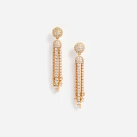Gold Crystal Cluster Tiered Earrings
