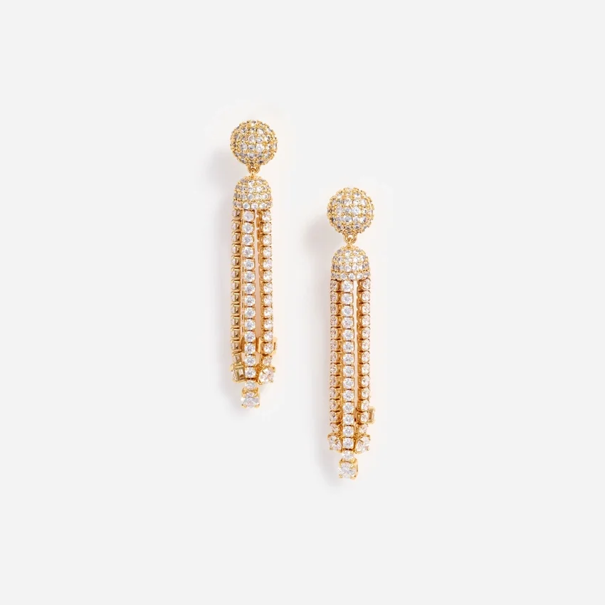 Gold Crystal Cluster Tiered Earrings Gold Crystal Cluster Tiered Earrings